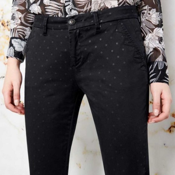 Reiko Black Dot Cotton Sandy Chino Career Pant 27 - Picture 2 of 3